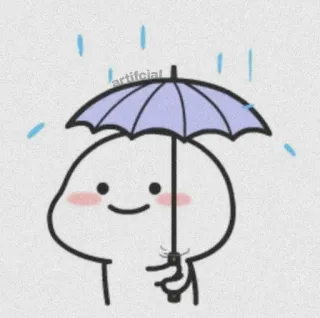 ⛅ ff8ee97e artificial umbrella, rain, cute, cartoon, sticker, kawaii, character whatsapp sticker