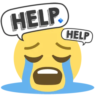 😭 1415ab09 HELP Émoji, Triste, Pleurs, Aide, Détresse, Émotion, Sentiment telegram sticker