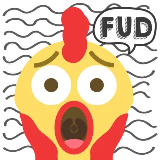 😱 3a31a7f1 FUD peur, incertitude, doute, poulet, emoji, dessin animé telegram sticker