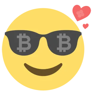 😎 72521d7e Emoji, Lunettes de soleil, Bitcoin, Cryptomonnaie, Monnaie numérique, Investissement, Finance telegram sticker
