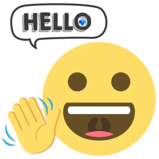 🤗 b173a467 HELLO bonjour, salutation, bulle de dialogue, salut de la main, amical telegram sticker