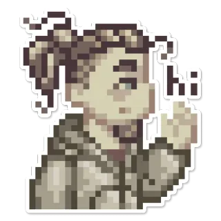 👋 5a78ad7e hi Pixel art, Saluto, Personaggio, Ciao, Amichevole whatsapp sticker