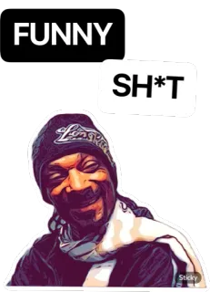 😂 72360292 Snoop Dogg SH*T rapper, grappig, hoed, beroemdheid, Snoop, muziek telegram sticker