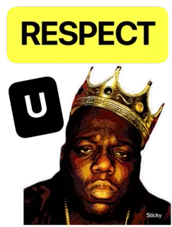 🙏 cbd38c7d The Notorious B.I.G. RESPECT U rapper, muziek, hip hop, Biggie Smalls, kroon telegram sticker