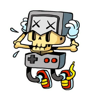 💀 19305ec2 game, tv, skeleton, death, funny, sweat, retro, arcade whatsapp sticker
