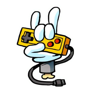 🤟 7353de89 video game, controller, hand gesture, peace sign, retro, gaming, cartoon whatsapp sticker