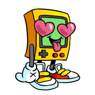😍 ac62232e retro, game console, cartoon, hearts, love, vintage, arcade, electronic whatsapp sticker