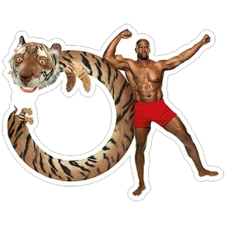 👌 034ff050 tiger, mann, pose, muskeln, tier, lustig telegram sticker