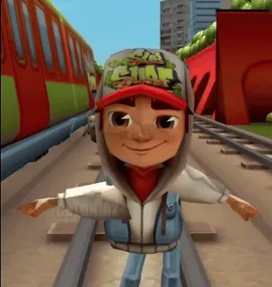 🤟 75cde363 Jake Subway Surfers videogioco, corsa, treni, cartone animato, graffiti, personaggio telegram sticker