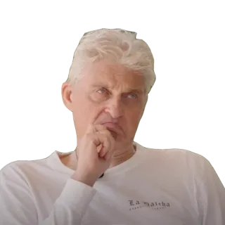 🤔 658c6398 La Matcha homme, pensif, cheveux blancs, expression, songeur telegram sticker