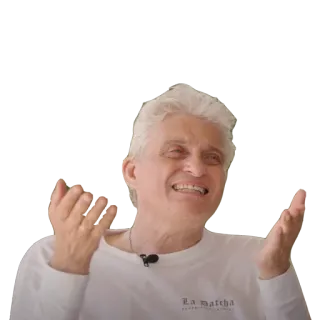 😅 bb646a16 LA MATCH homme, cheveux blancs, rire, t-shirt, d'âge mûr telegram sticker