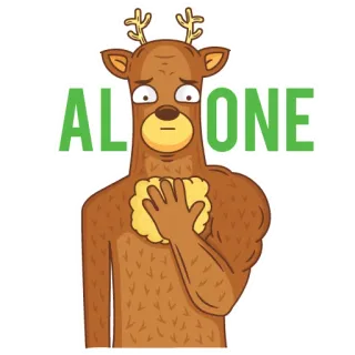 😐 17be53e3 ALONE cervo, animal, triste, sozinho, desenho animado, melancolia, isolamento whatsapp sticker