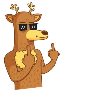 🖕 1f593e83 veado, desenho animado, animal, dedo do meio, rude, ofensivo, gesto whatsapp sticker