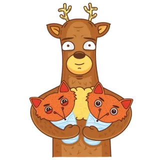 👎 382f1c8b Veado, Raposa, Animal, Desenho animado, Fofo, Adesivo whatsapp sticker