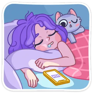 😴 6daa62e3 sleep, cat, message, sleeping, cartoon, bed, relax, tired telegram sticker