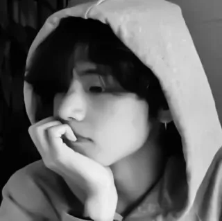 🔪 0286b621 persona, felpa con cappuccio, bianco e nero, ritratto, gioventù, adolescente telegram sticker