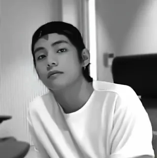 🔪 cc7f94b6 V persona, uomo, k-pop, idol, ritratto, bianco e nero, celebrità, cantante telegram sticker