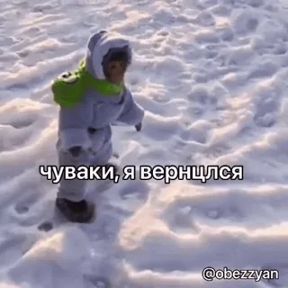 ❤️ 318756d2 чуваки, я вернулся обезьяна, снег, зима, животное, милый whatsapp sticker