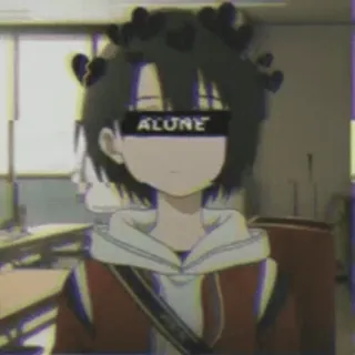 🎌 4724c0de ALONE garota anime, triste, sozinho, solitário, desenho animado, personagem, escola telegram sticker