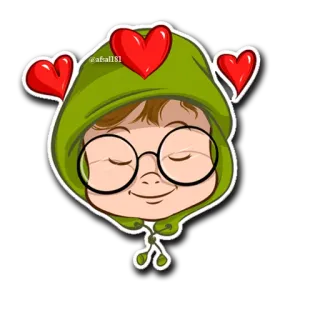 😍 41e33cb0 @afall181 Kartun, Hati, Kacamata, Lucu, Hoodie whatsapp sticker