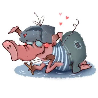 😜 73bb05ea babi, ketapel, hewan, kartun, humor telegram sticker
