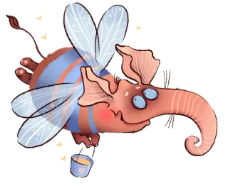 ☺️ cce793f7 gajah, sayap peri, hewan, ember, kartun, unik telegram sticker