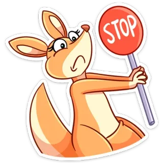 ⛔️ 2e7bd02d STOP 袋鼠, 停止标志, 卡通, 动物, 哺乳动物 telegram sticker