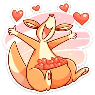 ❤️ 4349e721 袋鼠, 爱心, 爱, 可爱, 动物, 快乐, 开心, 卡通 telegram sticker