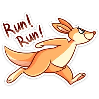 🏃‍♀️ c756631a Run! Run! 袋鼠, 跑步, 卡通, 动物, 可爱, 速度 telegram sticker