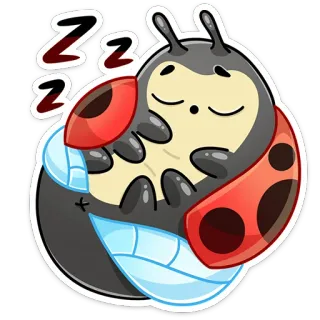 😴 1827ef0d Zzz てんとう虫, 睡眠, 昆虫, かわいい, 漫画, 休憩, 怠惰 telegram sticker