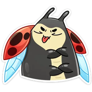 😛 97836b62 てんとう虫, 虫, 昆虫, 漫画, ばか, 舌, 翼, 絵文字 telegram sticker