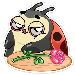 🌹 fed88da4 てんとう虫, バラ, 漫画, 可愛い, 花, 愛 telegram sticker