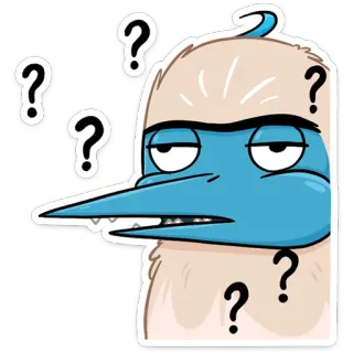 ❓ a575d411 卡通, 鸟, 问号, 困惑, 搞笑, 贴纸 telegram sticker
