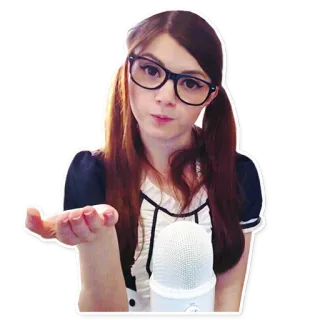 💁 2e122268 kobieta, dziewczyna, mikrofon, okulary, warkoczyki, kawaii, portret, kobieca telegram sticker
