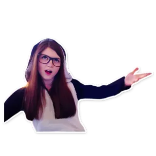 👊 555f38e7 kobieta, okulary, panda, bluza z kapturem, osoba, dziewczyna telegram sticker