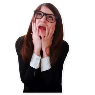 😍 d8bf6449 kobieta, zszokowana, wyraz, okulary, niespodzianka, strach telegram sticker