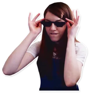 🕶 ea45e8cb kobieta, okulary przeciwsłoneczne, pikseloza, osoba, portret, okulary, żeński telegram sticker