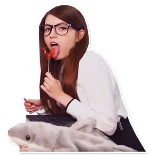 👅 f20b9f92 dziewczyna, lizak, kobieta, rekin, okulary telegram sticker