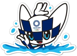 🏊‍♀️ 028389f1 Miraitowa Tokyo 2020 Olympics Maskottchen, Olympische Spiele, Tokio 2020, Figur, Sport, Schwimmen, Miraitowa, Blau, Weiß telegram sticker