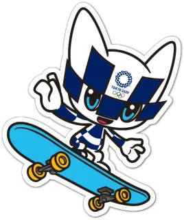 🛹 43fde1cb Miraitowa TOKYO 2020 Maskottchen, Olympia, Tokio 2020, Skateboard, Figur telegram sticker