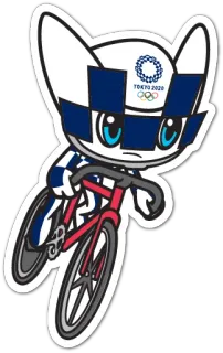 🚴‍♂️ 8000d577 TOKYO 2020 Tokio 2020, Olympia, Maskottchen, Miraitowa, Sport, Radfahren, Fahrrad telegram sticker