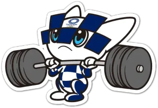 🏋️ 95a10cd7 Miraitowa Tokyo 2020 Olympic Games Miraitowa, Olympia Maskottchen, Tokio 2020, Gewichtheben, Sport, Figur, Cartoon telegram sticker