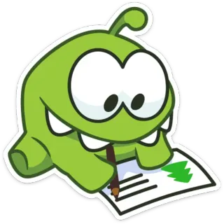 🐸 d3ca111b Om Nom Cut the Rope Om Nom, Cut the Rope, cartoon, drawing, green, character, game telegram sticker
