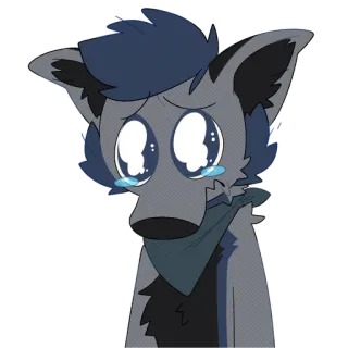 😢 23673f41 serigala, furry, menangis, sedih, anime, kartun whatsapp sticker