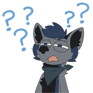 ❓ 59eb4dd3 serigala, tanda tanya, bingung, kartun, stiker, furry whatsapp sticker