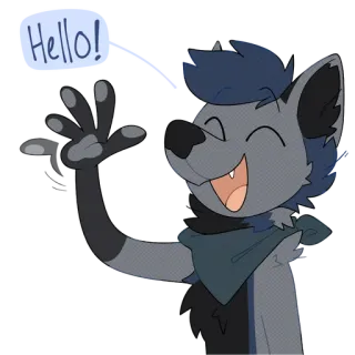 👋 5b595144 Hello! Kartun, Furry, Ramah, Sapaan, Binatang, Melambai whatsapp sticker