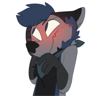 😳 f8201a89 kartun, furry, malu, tersipu, serigala, karakter whatsapp sticker