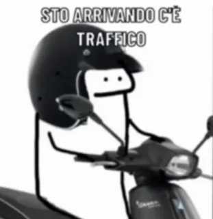 ✨ a007dcbe STO ARRIVANDO C'È TRAFFICO monigote, moto, tráfico, texto italiano telegram sticker