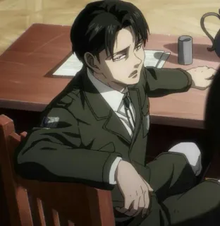 ⚔ 15787924 Levi Ackerman Attack on Titan アニメ, 兵士, シリアス, 進撃の巨人, マンガ telegram sticker