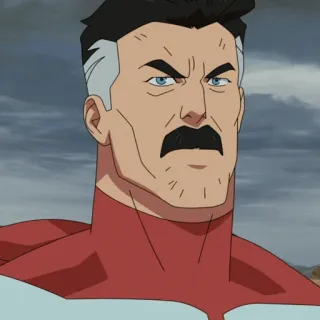 🌐 2e1e7ee0 Omni-Man Invincible superhero, viltrumite, mustache, animated, serious telegram sticker